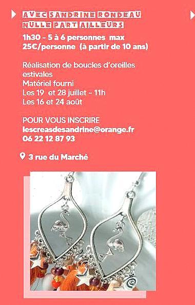 Ateliers bijoux Les Créas de Sandrine rues des arts st yrieix la perche 2023